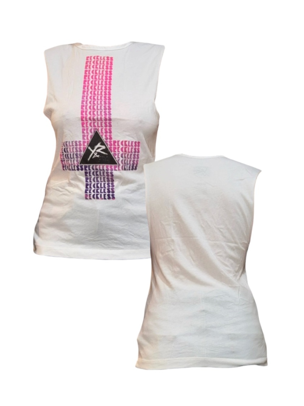 Young & Reckless White Tank with Pink Graphic